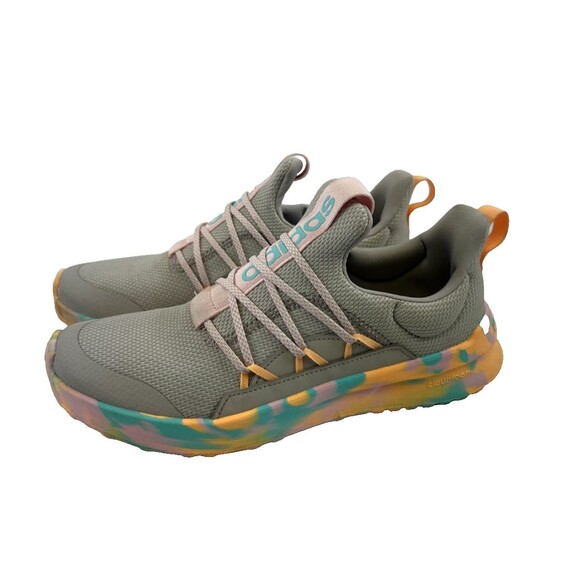 Adidas Lite Racer Adapt 5.0 Sneaker Grey Flash Aqua Camo Slip On Women 8 Youth 7 - Picture 2 of 13
